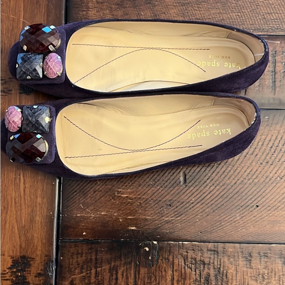 Kate Spade Purple Flats with Gemstone Accents